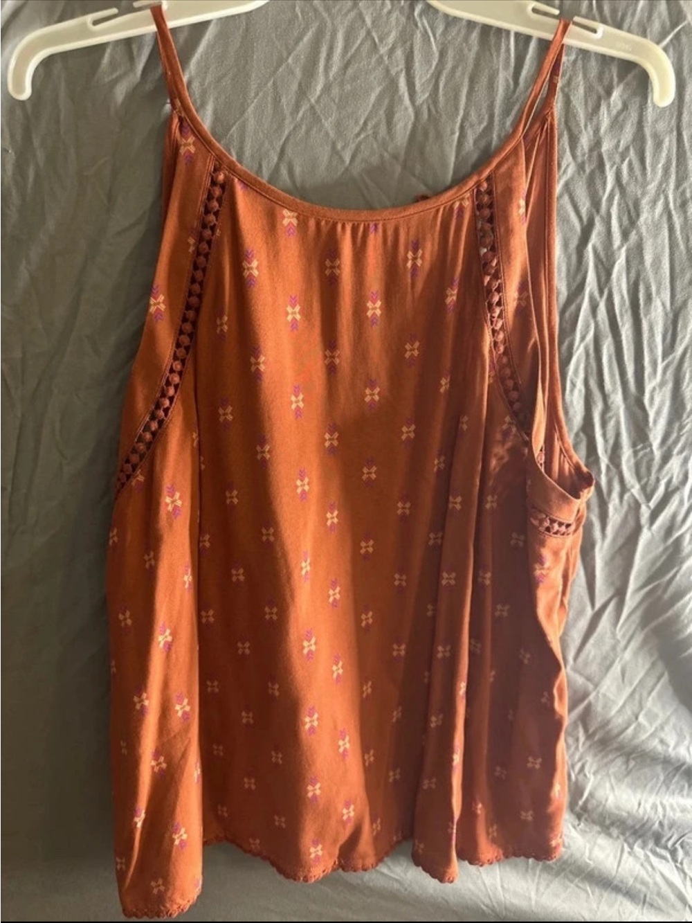 Mudd Rust Orange Spaghetti Strap Cami with Braided Trim